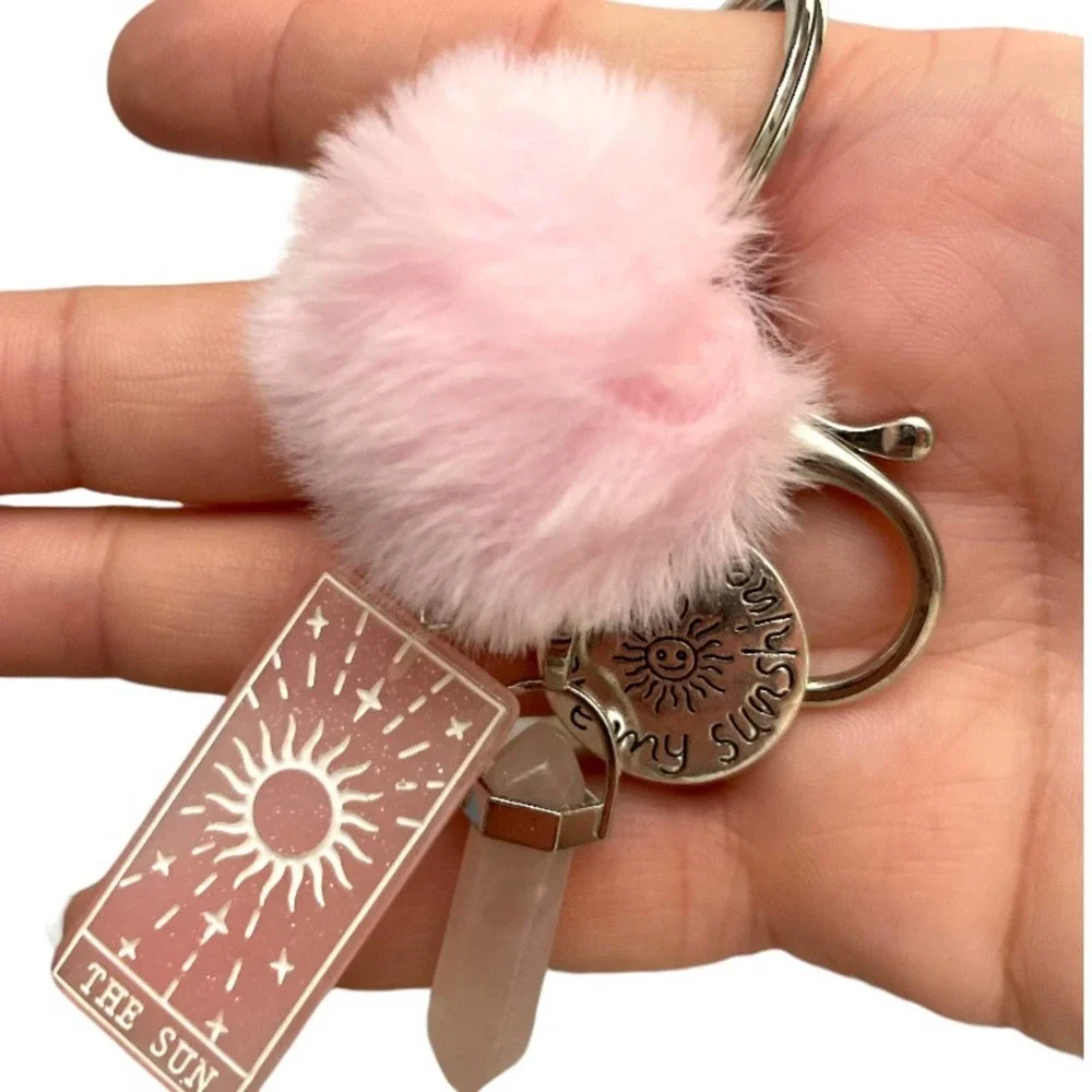 COPY -Tarot Card Sun Resin With Puffer Ball Quartz  Car Key Ring